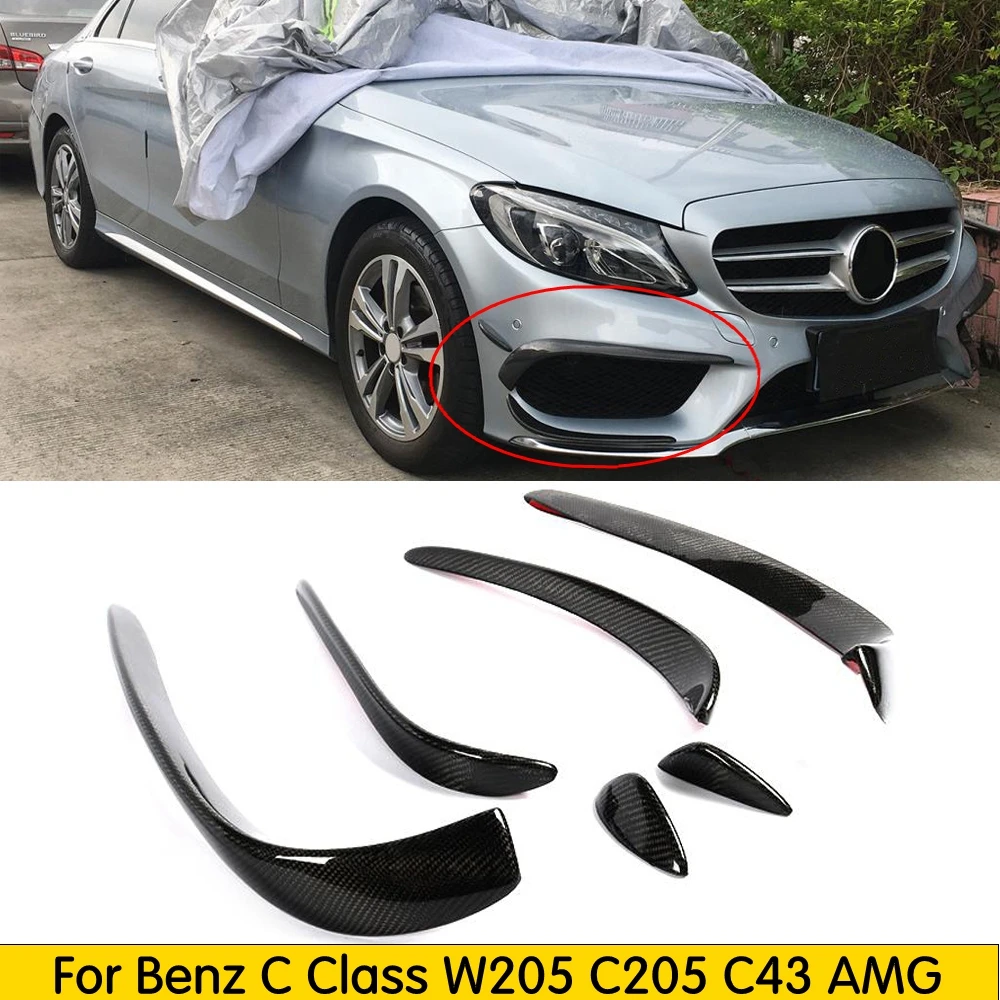 Для Mercedes W205 бампер из углеродного волокна Canards для Benz C Class W205 C205 C43 AMG+ C180 C200 C250 сплиттер