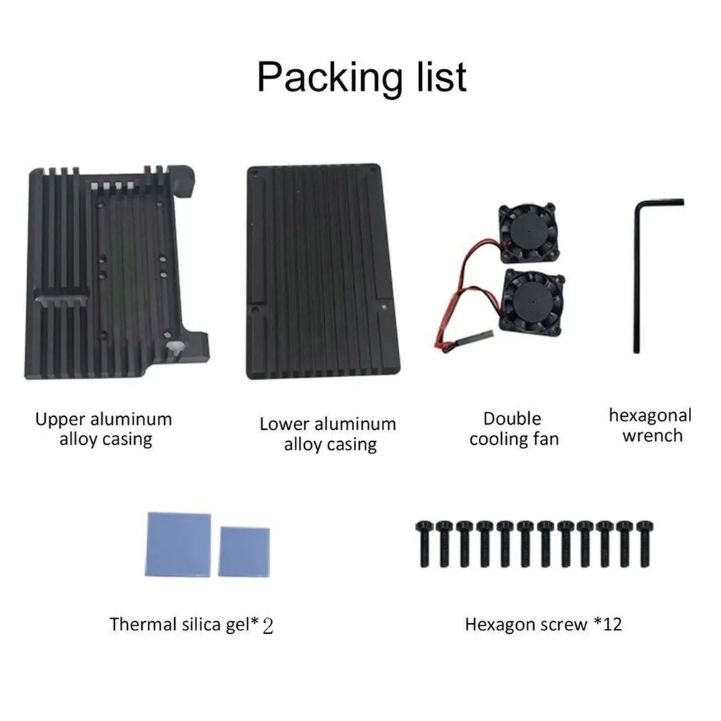 

For Raspberry Pi 4 model B/B + Universal aluminum case with free double fan Case For Raspberry Pi 4 Model B Official Shell