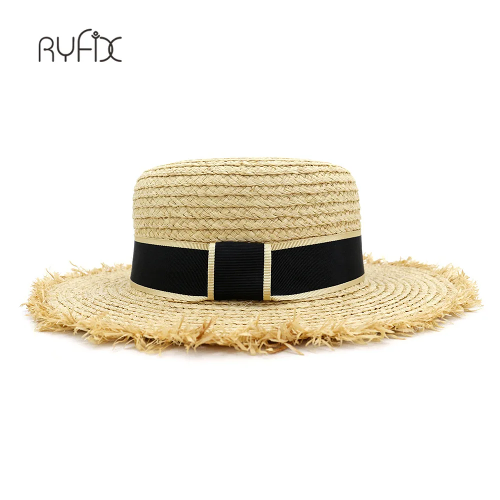 

Real Raffia Straw hat Summer Sun Visor caps For Women Lady Fashion Handmade Wide Brim Panama Beach Hat HA234