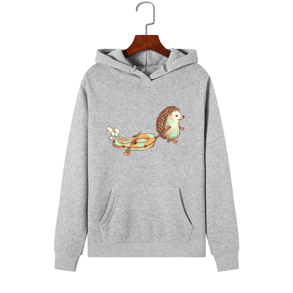SINGRAIN женская зимняя Милая толстовка с капюшоном пуловеры большого размера уличная Harajuku мультфильм с принтом «ЁЖ» теплые толстовки poleron