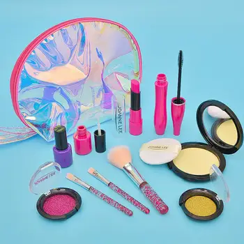 

Girl Pretend Play Make Up Toy Simulation Cosmetics Pink Makeup Set Princess Beauty Plastic Play House Toy Lipstick Eyeshadow