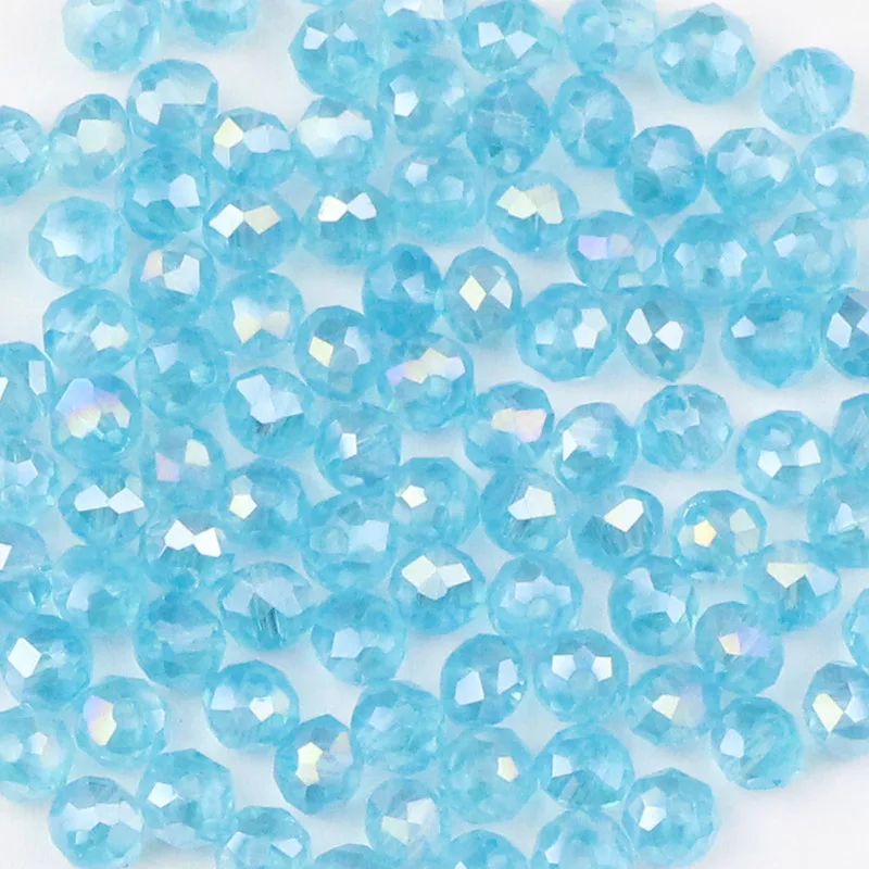 HGKLBB бусины круглой формы с австрийскими гранеными кристаллами 4 мм 100 шт стеклянные бусины-разделители свободные бусины ювелирные изделия для изготовления браслетов своими руками - Цвет: Lake blue
