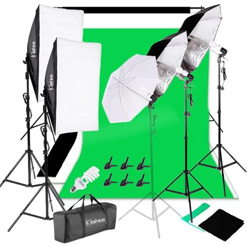 

SOONHUA Photography Kit 45W Lights Bulbs Background Softbox Umbrella Light Stands With Bag For Professional Photo Studio Sets