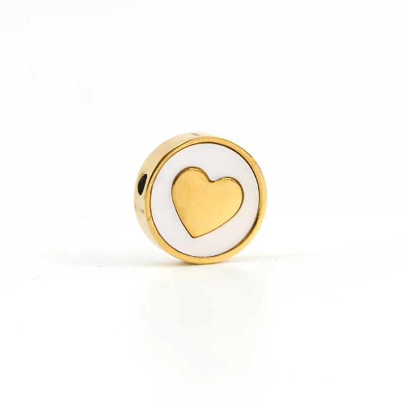 Heart gold Risul маленькое сердце и крест круглое очарование серебро/золото цвет оболочки инкрустация кулон с отверстием для силда оболочки из нержавеющей стали Шарм - Окраска металла: Heart gold