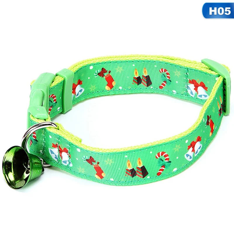 Walking Training Nylon Dog Collar Adjustable Christmas Santa Claus Quick Release Puppy Collar for Small Medium Large Dogs - Цвет: H05