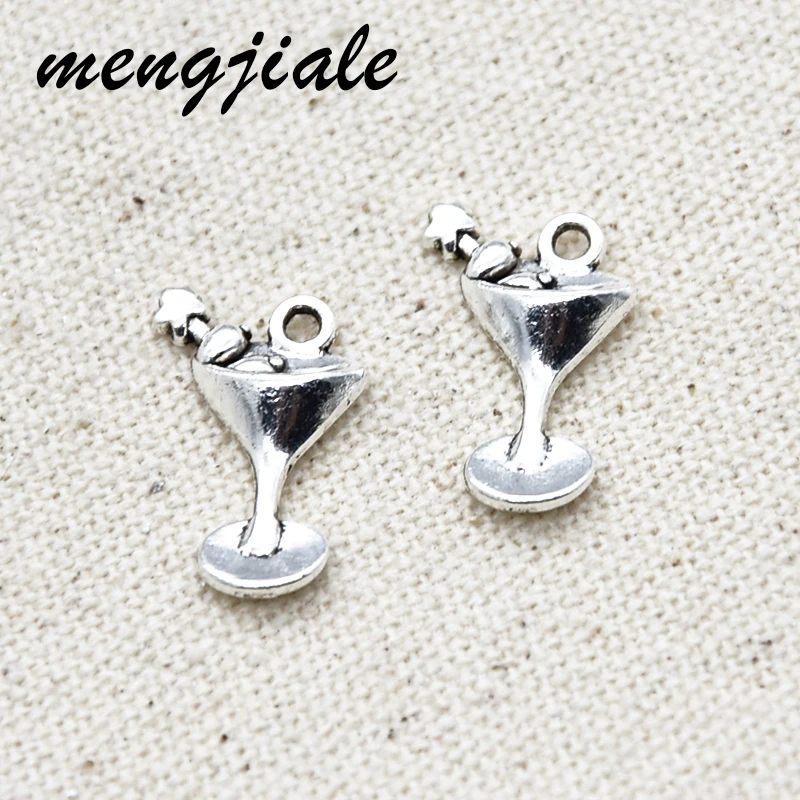 22pcs Alloy Metal Wine Glass Charms Antique Silver Plated Pendants For Jewelry Accessories Making 20*13.5mm | Украшения и