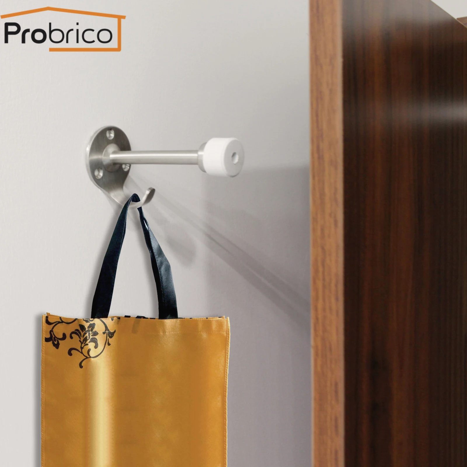 Probrico дверные пробки из нержавеющей стали резиновый бампер дверные стопы Настенный Протектор сверхпрочная дверь держатель металлический захват