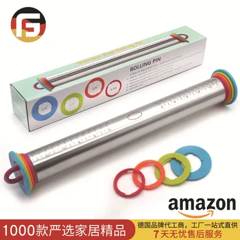 

New 17 Inch Adjustable Stainless Steel Rolling Pin Dough pink staff Surface Leather Tool Adjusts the Thickness of the Scale