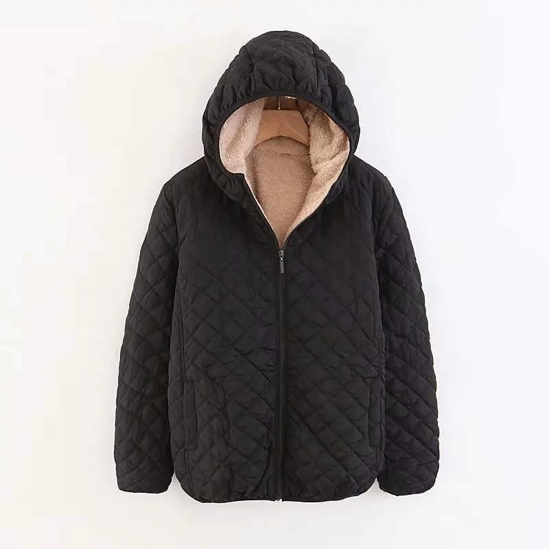 C1532-Korean-style женская одежда 19 зимние новые продукты яркие цвета стеганые маленькие ромбы на молнии с капюшоном хлопчатобумажная стеганая одежда