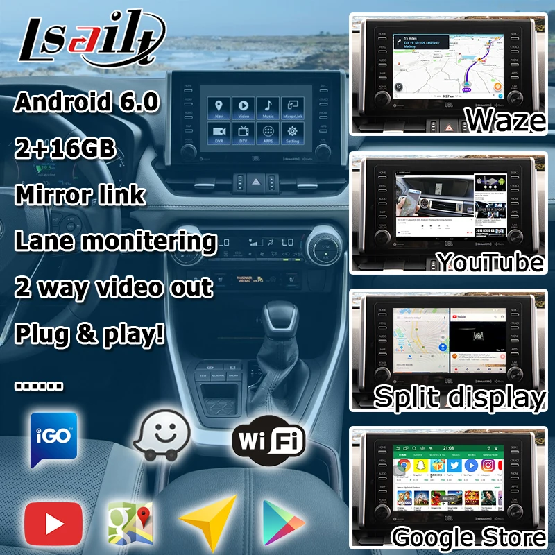 Lsailt Android gps навигация для Toyota RAV4 Fujitsu DENSO модель видео интерфейс коробка с carplay опцией