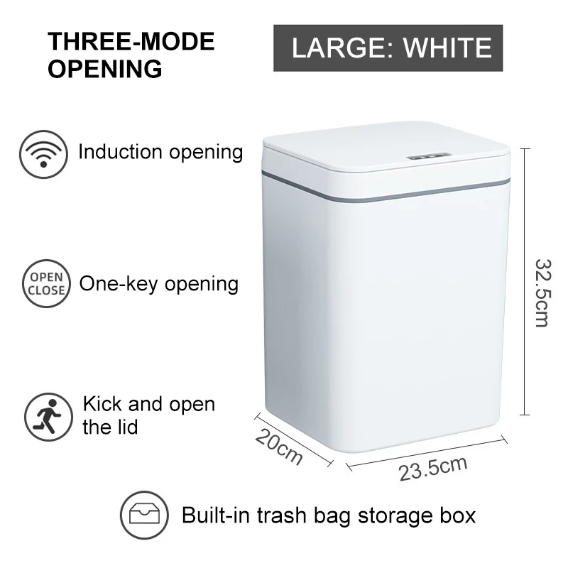 

Мусорное ведро с умным датчиком, 14/16 л, интеллектуальное электрическое автоматическое мусорное ведро для ванной, офиса, кухни, дома, мусорное ведро