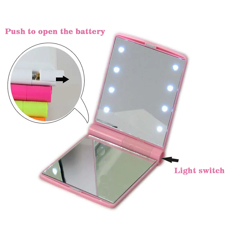 Светодиодный группа ламп портативное зеркало для макияжа с подсветкой светодиодный подсветкой переносная сумка складное дуплексное зеркало с батареей 23A/12V