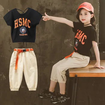 

2020 Girls Clothing Sets Kids Summer T shirt Wide Leg Pants Suits Children Short Sleeve Baby Girl Clothes 4 6 8 10 12 Years Teen