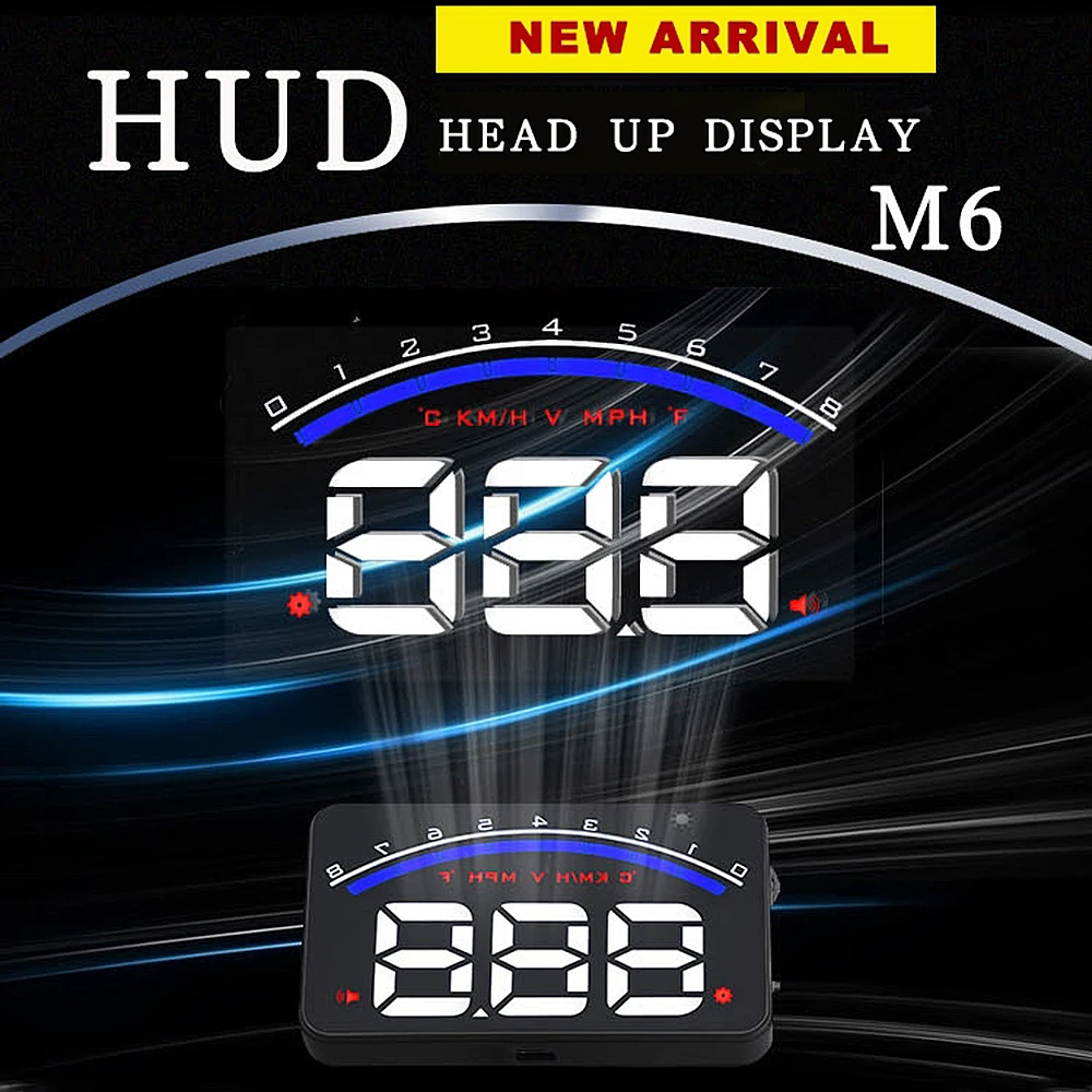 M6 HUD автомобиль Дисплей с противоскользящим коврик для стайлинга автомобилей OBD2 Цифровой Автомобильный спидометр 3," Экран транспортного средства ускорения Предупреждение