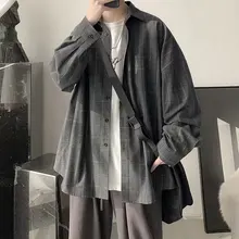 

DIMI Oversize Plaid Long Sleeve Shirts Men Preppy Trendy All-match Causal Retro Chic Outerwear Male Classic Basic Daily Korean