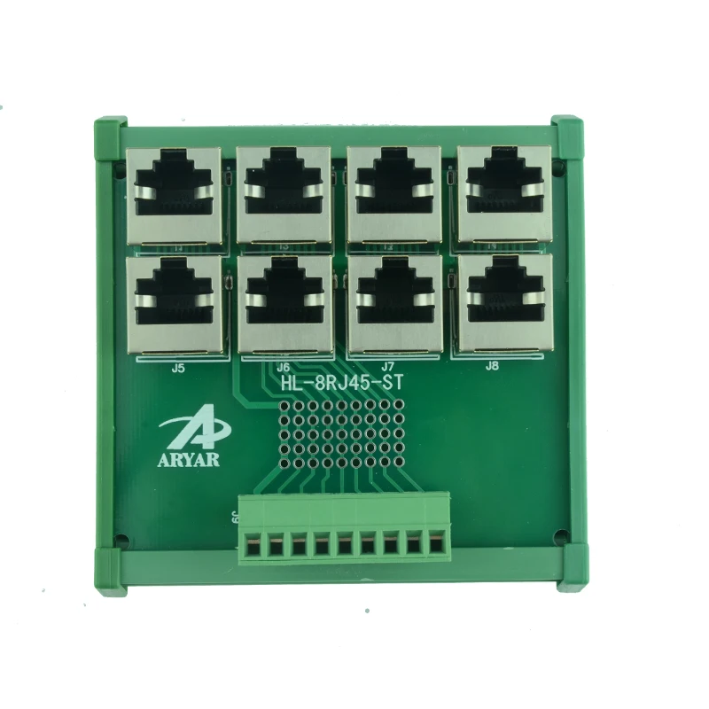 DIN Rail Mount RJ45 Module,RJ45 8P8C Jack 8Way Buss Breakout Board
