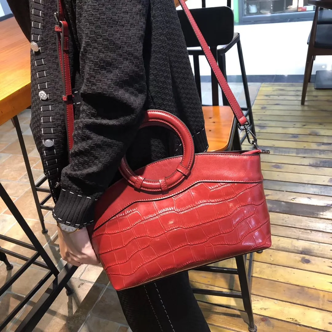 

Stone Pattern Leather Handbag Women's Casual Versatile Crossbody Bag Large Capacity Ethnic-Style Banquet Women's Bag