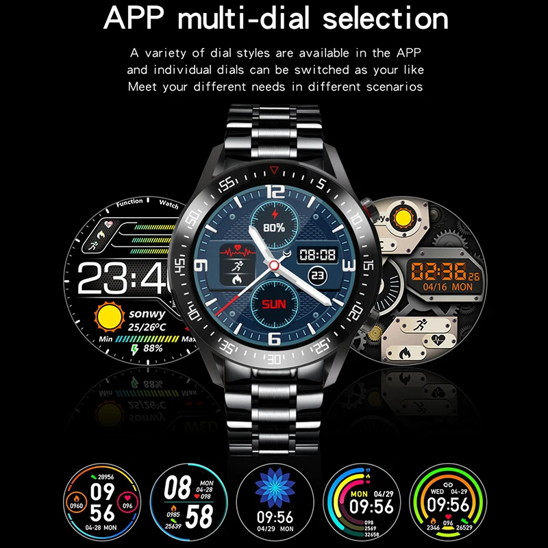 1.3 Inch Steel Bracelet Smart Watch Men Touch Screen Heart Rate Blood Pressure Monitor Smartwatch For Huawei Xiaomi iPhone Phone