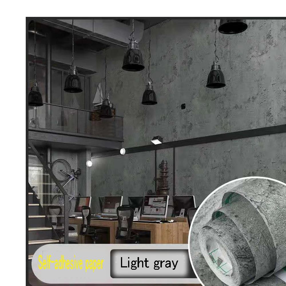 Self Adhesive PVC Waterproof Oil Proof Contact Wallpaper Cement Gray Wall Paper Living Room Bedroom Furniture Renovation Sticke |
