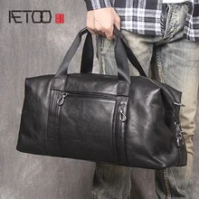 AETOO, кожаная сумка, мужская, большая, вместительная, дорожная сумка, растительного дубления, наплечный слой из воловьей кожи, Диагональная Сумка, светильник для путешествий