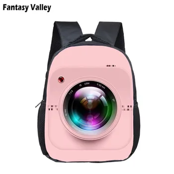 

Loverly Pink Camera Little Backpack For Girls 3D Camere Print Kids Diaper Bag Children Kindergarten Backpack Teens Book Backpack