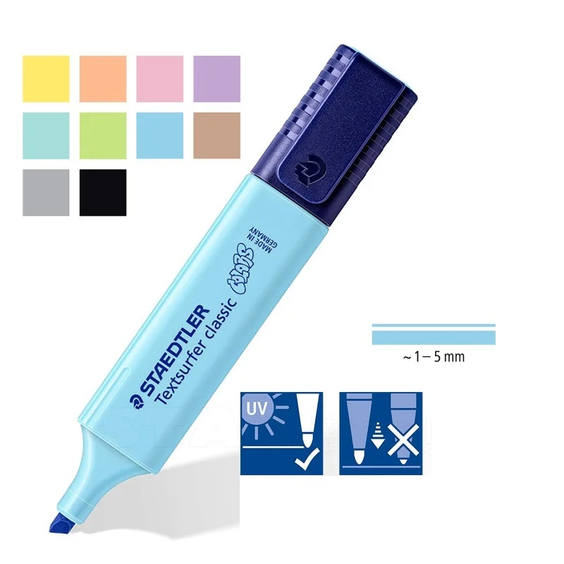 STAEDTLER Highlighter Pen 1pcs 1-5mm Line Vintage Marker Liner Highlighting Paper Fax Drawing Office School A6112 highlighter pen marker pen highlighter marker art marker