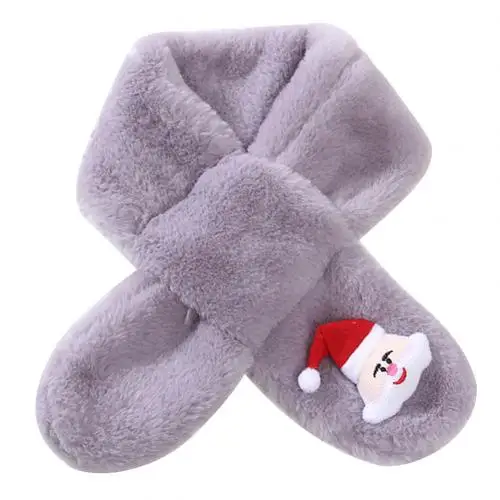 Santa Claus Зимний шарф с милым Санта-Клаусом и леопардовым принтом из искусственного кроличьего меха для мальчиков и девочек, теплый зимний шарф для шеи, женский шарф, теплые шарфы, шали, Fema - Цвет: Santa Claus