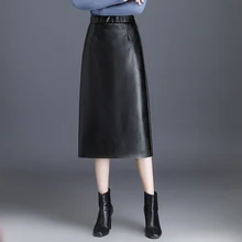 Модный стиль, прямая юбка, кожа, бюст, один темп, юбка для девушек, Джокер, бюст, юбка для высокой талии, сумка, бедра, Длинная кожаная юбка