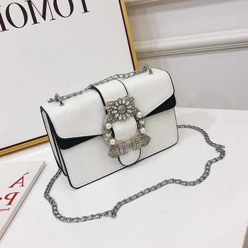 

Burminsa Summer Chic Rhinestone Chain Crossbody Bags Women Crystal Pearl Female Shoulder Bags High Quality Ladies Hand Bags 2020