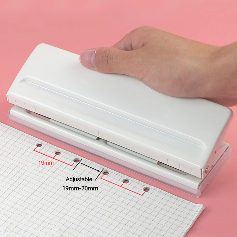 6 Hole Punch Loose-Leaf Standard Puncher Paper Adjustable Stapler Home Office Binding Supplies Student Stationery Equipment | Канцтовары