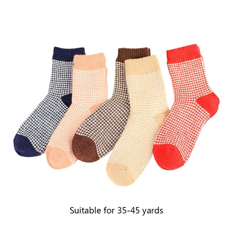 Этнические литературные женские зимние носки из искусственной шерсти с геометрическим рисунком в клетку, теплые чулочно-носочные изделия 95AB