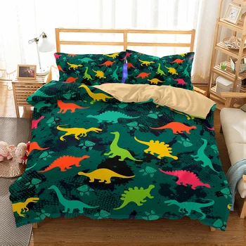 

BEST.WENSD New housse de couette 140x200 comforter bedding sets Cotton Dinosaur Animal bedroom comforter set American style bed