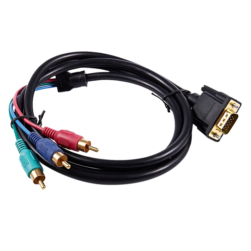1 5 м 4.9Ft VGA 15 Pin штекер 3 RCA RGB Мужской видео кабель адаптер Черный|Кабели USB| |