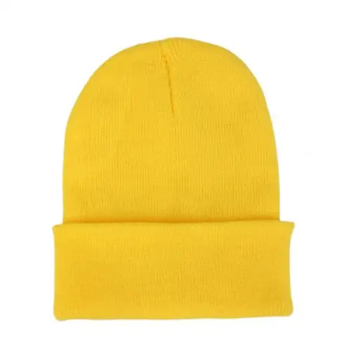 Bright Yellow Зимние шапки для женщин, Новые Вязаные шапки, одноцветные милые шапки для девочек, осенние женские шапки, теплые шапки, женские повседневные Шапки - Цвет: Bright Yellow
