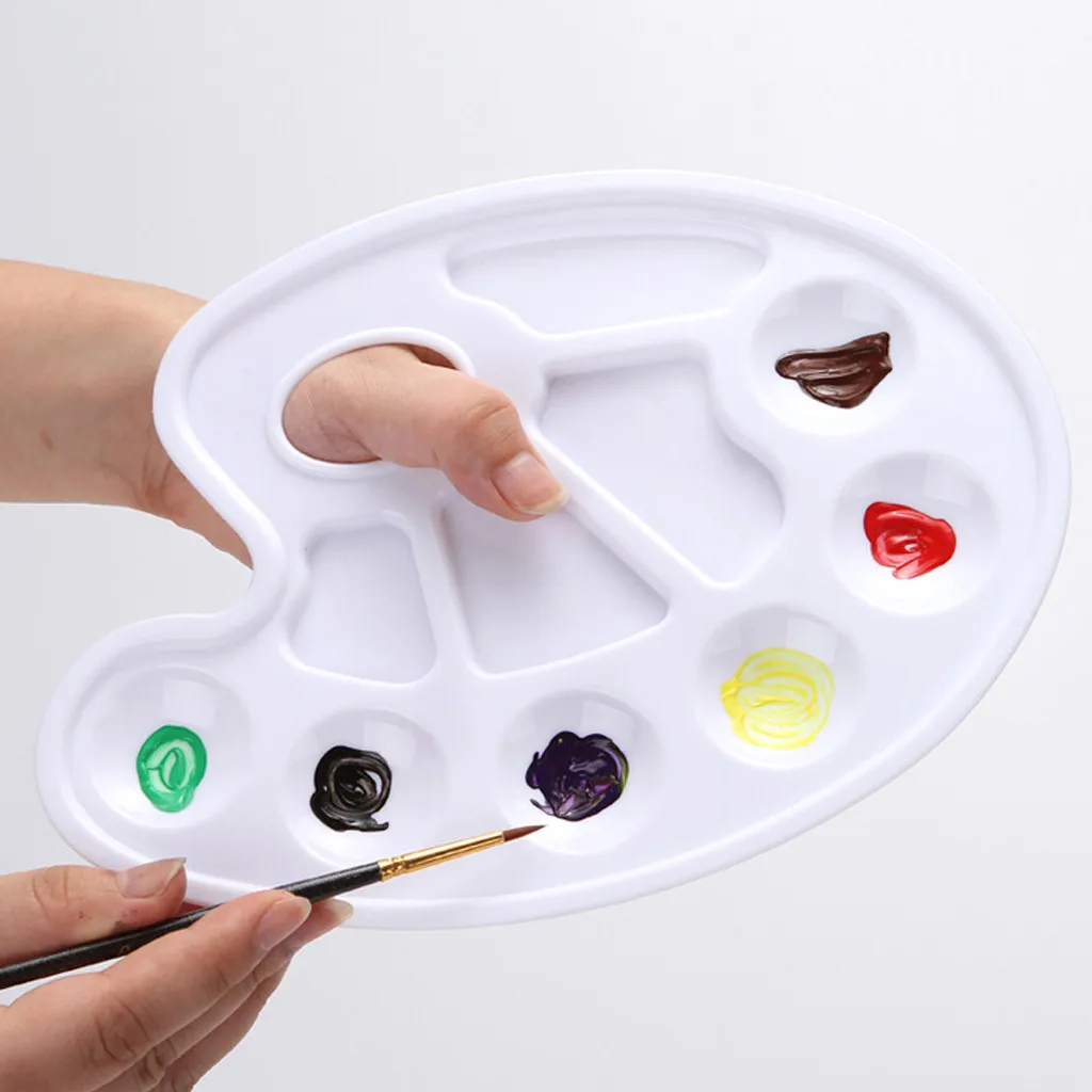 

Acrylic Mixing Plastic Palette Tray Art Paint Plastic Drawing Tray Color Palette For Oil Watercolour White Painting Pallet 8P