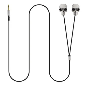 

Metal Skull Unique Desgin Head Earphone Universal In-ear 3.5mm Port Earphones Silver Skeleton Earbud For Cellphone MP3 MP4 iPod