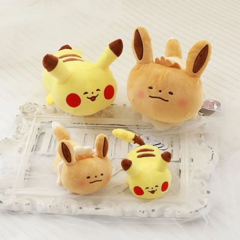Takara Tomy Pokemon Pikachu плюшевая игрушка-подушка с милым выражением, кукла Eevee, Kawaii, аниме, мягкая игрушка для украшения дивана, подарки для ребенка