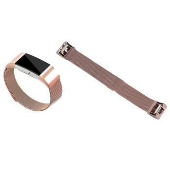 

2pcs Milanese Loop Stainless Steel Bracelet Smart Watch Strap with Unique net Lock - Rose-Pink & Rose-gold