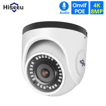 Hiseeu 4K POE IP камера Аудио 8MP Водонепроницаемая Домашняя сеть купольная камера безопасности CCTV IR H.265 CCTV видеонаблюдение Onvif