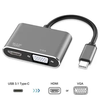 

USB Type C To HDMI VGA HUB Adapter USB-C HDMI Converter For MacBook Matebook PC Laptop Notebook