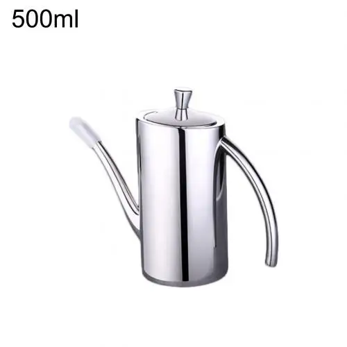500ml Curved Handle Дозатор для масла из нержавеющей стали, герметичный контейнер для соуса и уксуса, кухонная посуда - Цвет: 500ml Curved Handle