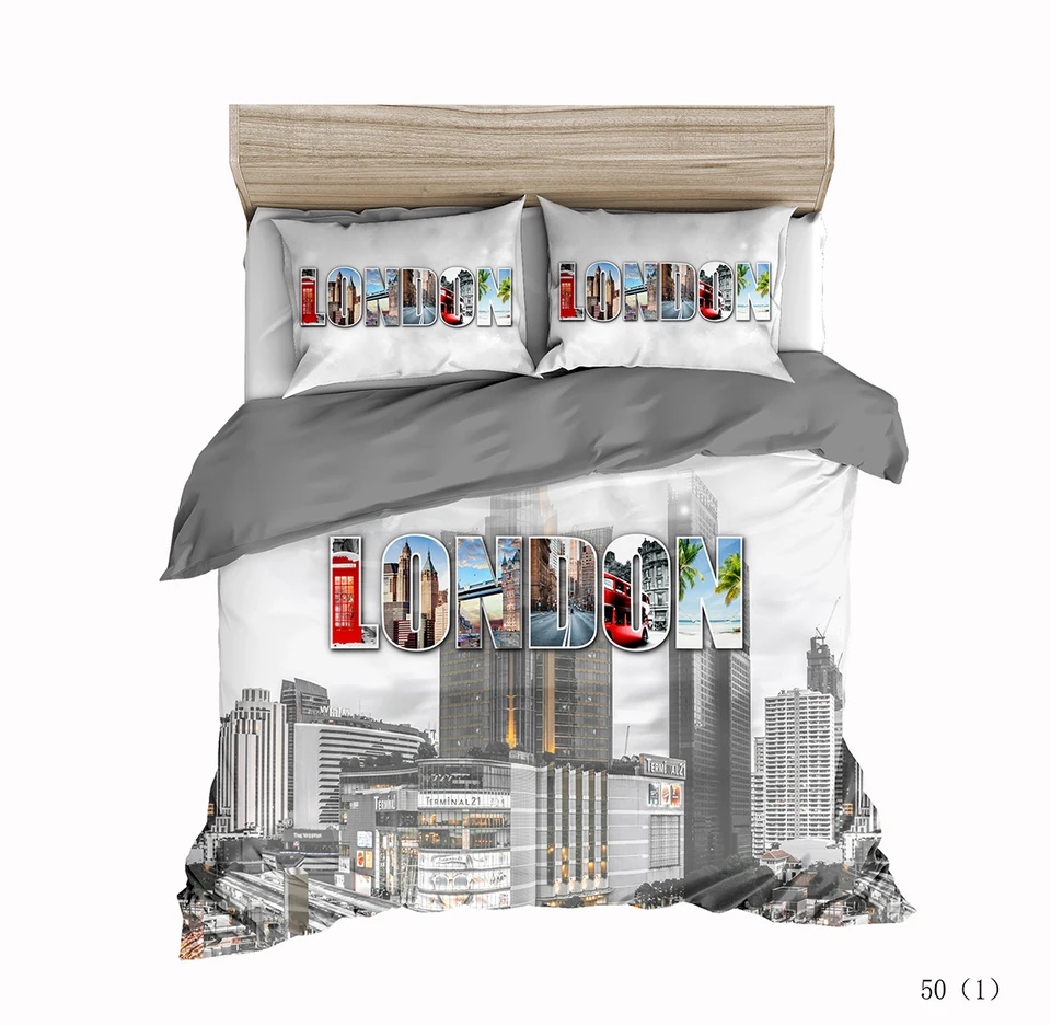 Ahsnme London Cityscape Duvet Cover Set Big Ben Bedding Set