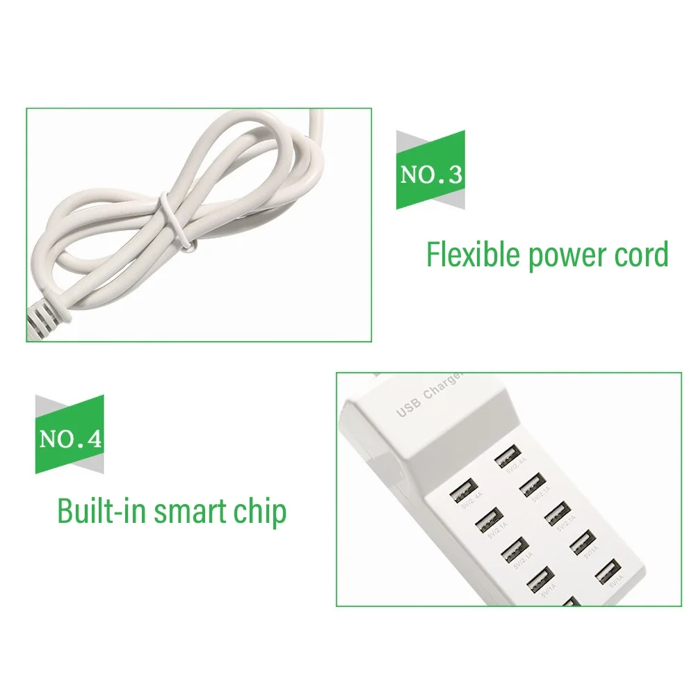 Usb концентратор портативный USB 3,0 высокоскоростной разветвитель 10 портов 5 в 2A зарядка настеная AC зарядное устройство с адаптером док-станция зарядное устройство 1 м