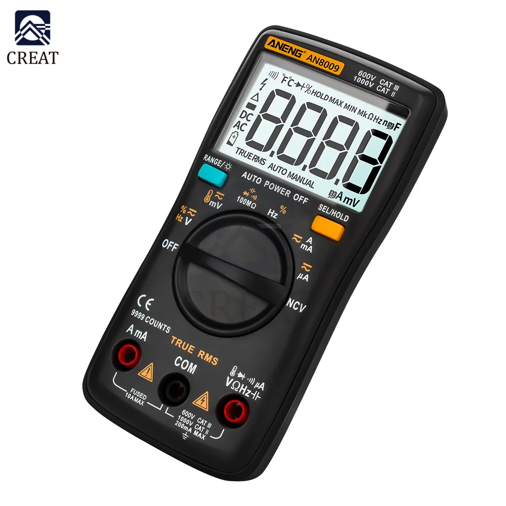 An8009 Digital Multimeter Transistor Testers Display With Nvc Intelligent Antiburn Voltage