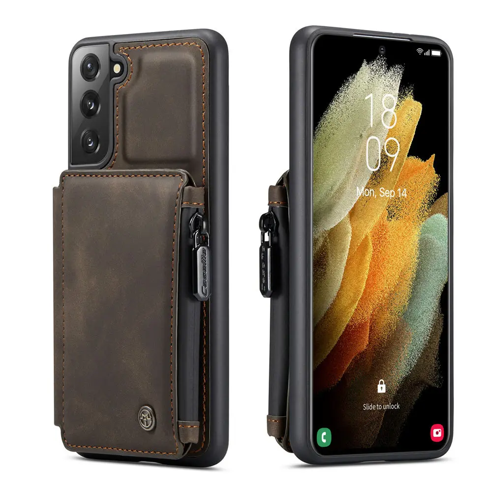 

Case For Samsung Galaxy S21 Plus Leather Zipper Purse Flip Cover Card Slot Full Protective Cover For Samsung Galaxy S21 Plus