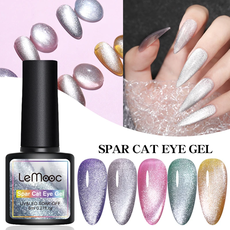 

LEMOOC Transparent Gel Polish Varnishes Hybrid Nails For Manicures 8ML Spar Cat Eyes Soak off Enamel UV Gel Nail Polish