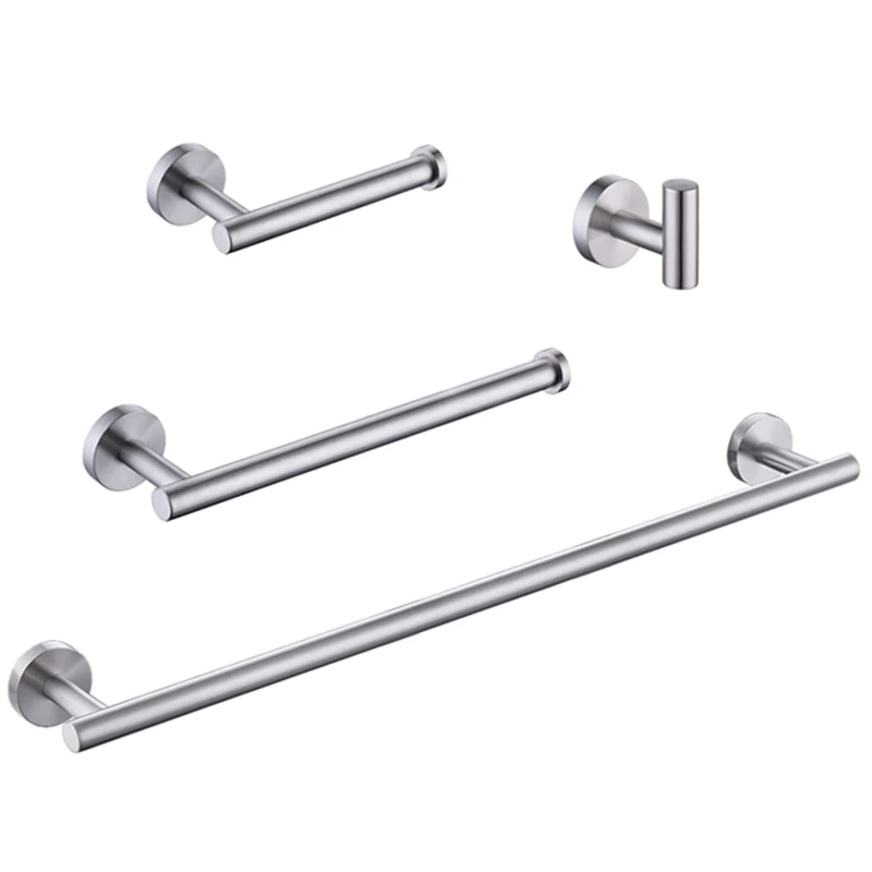 

4-Pieces Set Brushed Nickel Bathroom Hardware Set SUS304 Stainless Steel Round Wall Mounted - Includes 23.6 Inch &13.5 Inch Towe