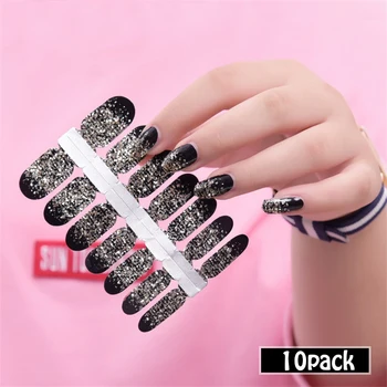 

10pcs/set 14Tips Pure Gradient Colors Nails Sticker Art Decoration Fashion Nail Manicure for Women DIY Nail Polish Strips Wraps