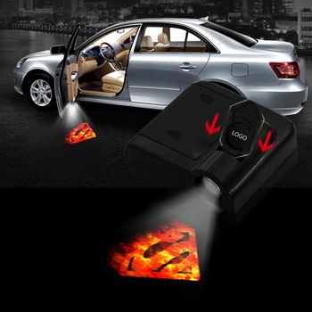 

2pcs Shadow Lamp Projector Light Car Led Wireless Door Logo Light Welcome Decor Lamp Laser Atmosphere Superman pattern Car Light