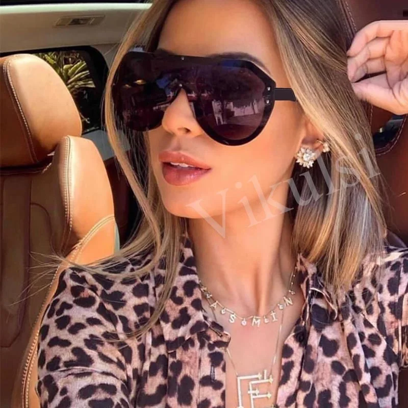 Черные цельные пилотные солнцезащитные очки для женщин 2020 брендовые УНИКАЛЬНЫЕ